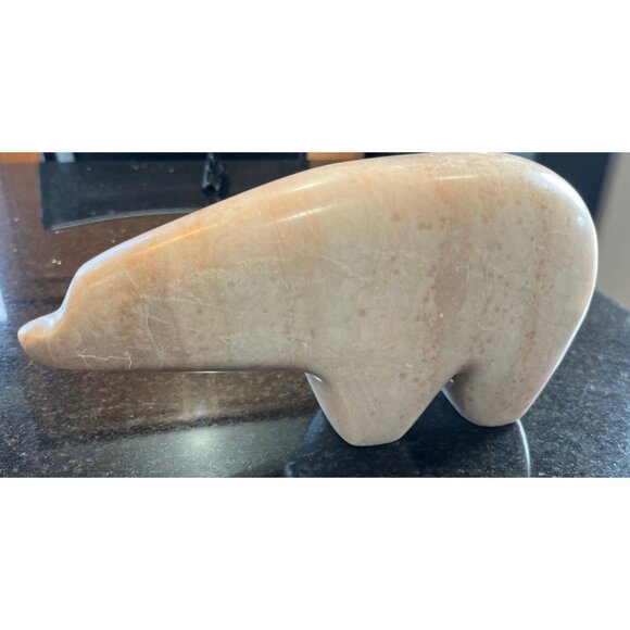 Vintage Handmade Quartz Polar Bear Sculpture Signed By The Artist 7/17/78 Pink S - Picture 8 of 10